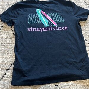 Vineyard Vines Black Tee with Teal & Pink Flip-Flop Graphic